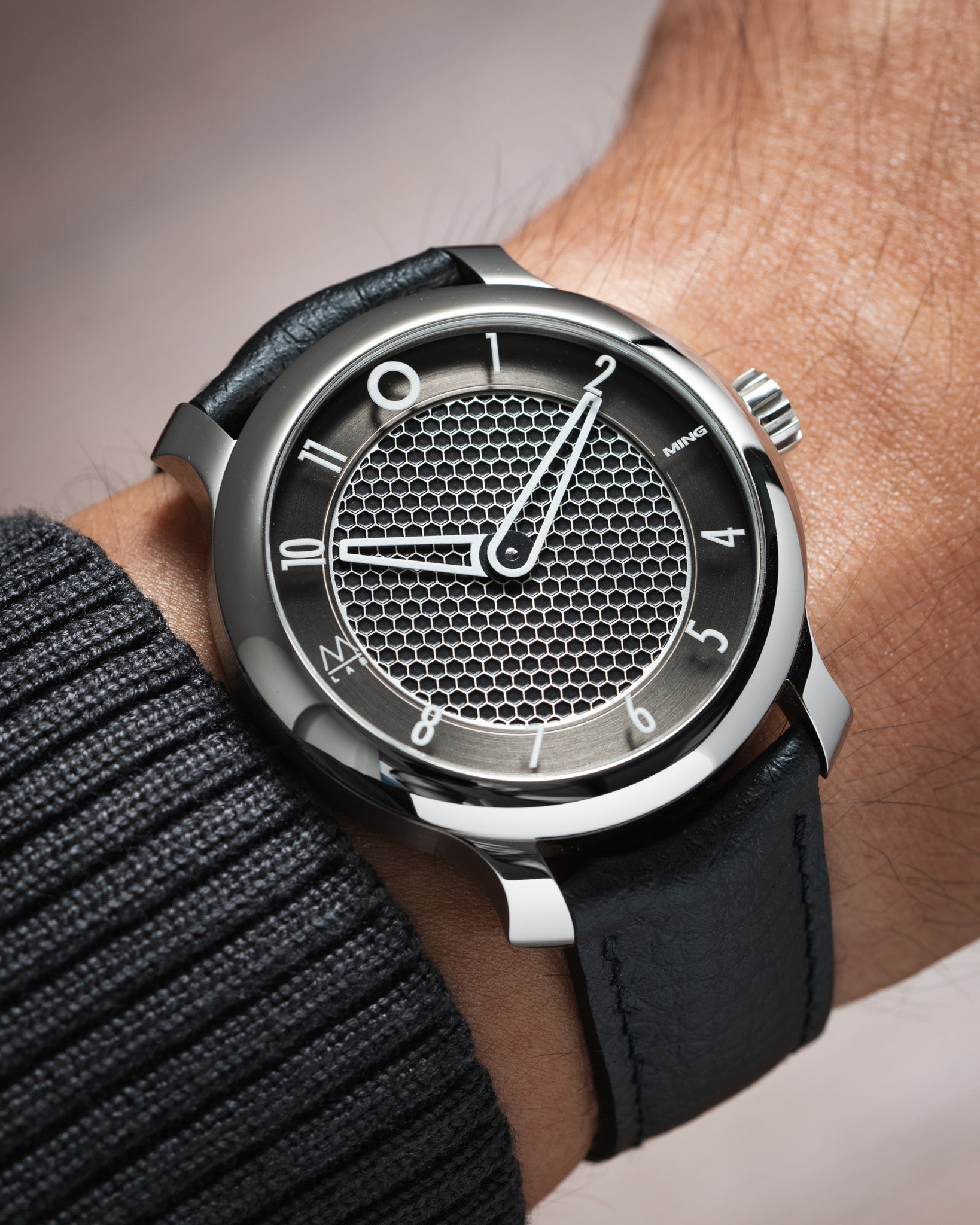 Black Rubberised Leather (Togo) Signature (Curved) Strap