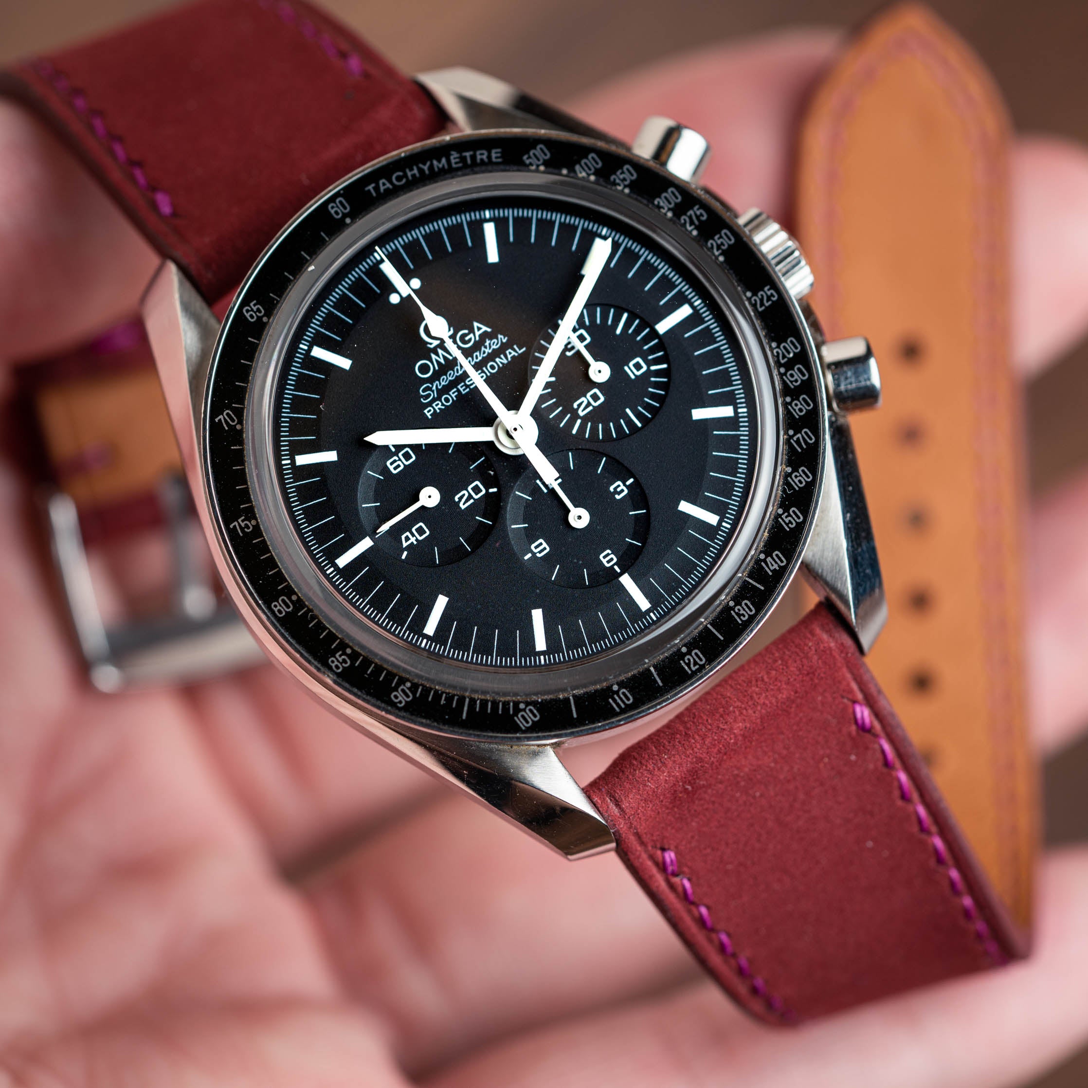Wine Red Nubuck Slim Strap