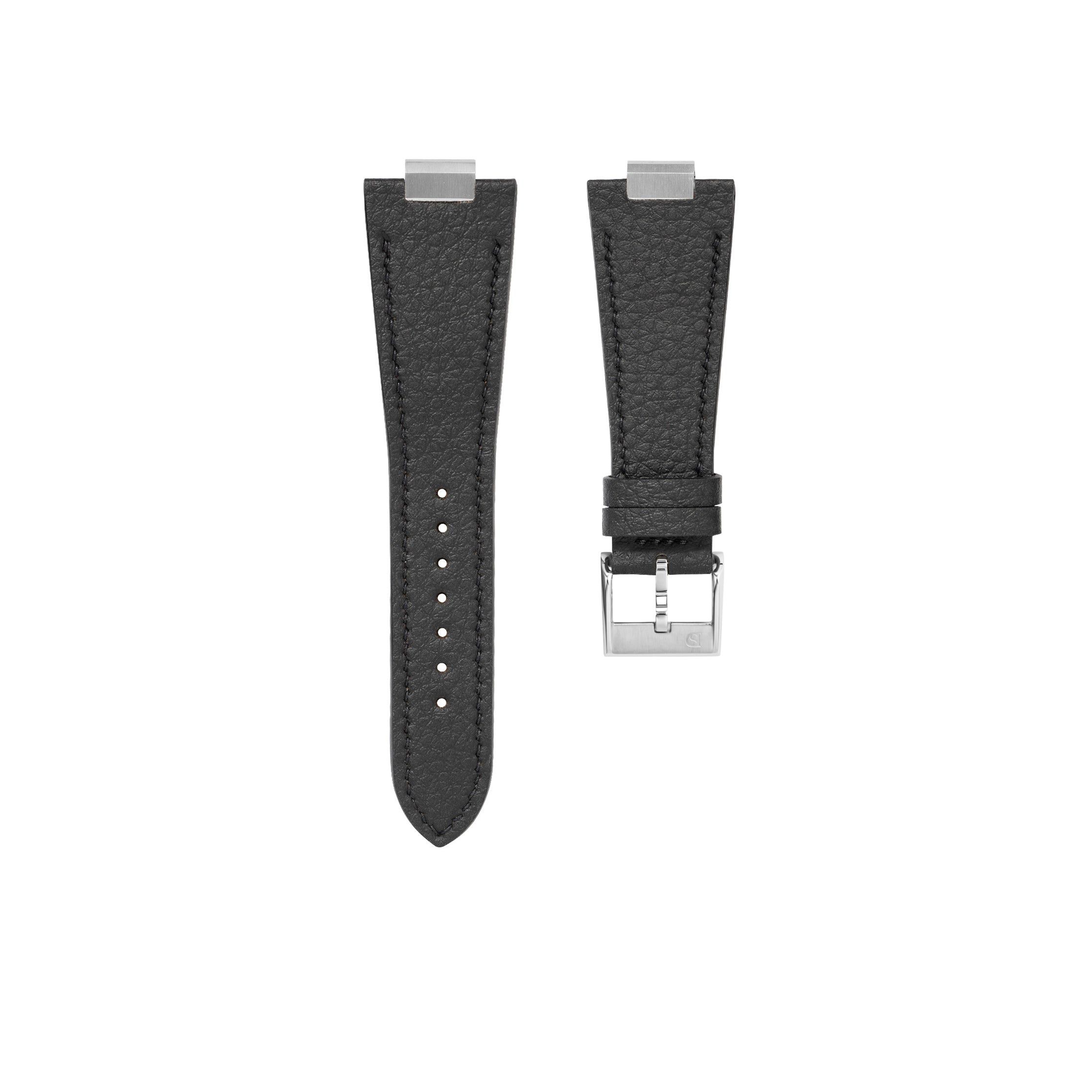 Black Rubberised Leather (Togo) Strap for Tissot PRX
