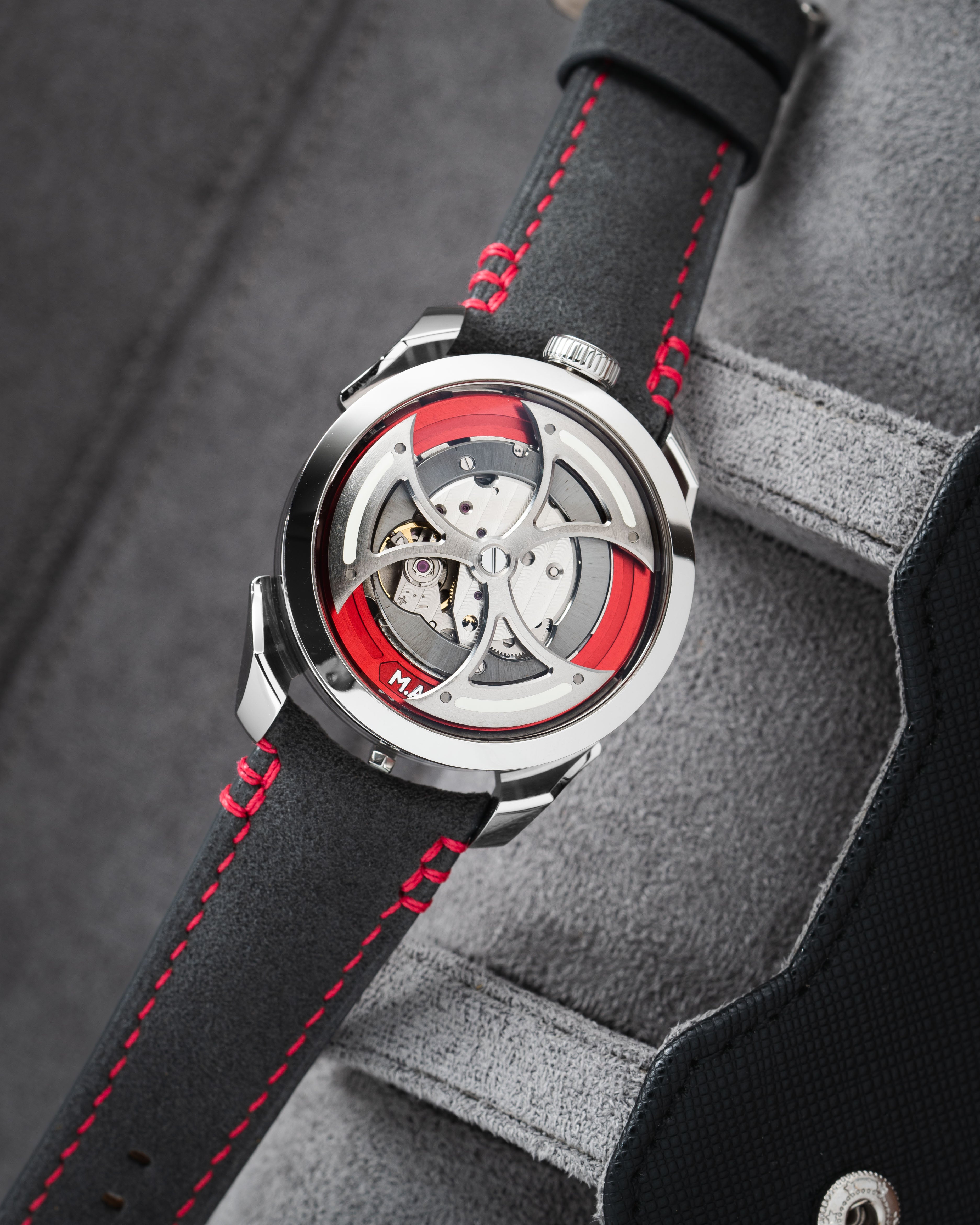 Dark Grey Alcantara (Red) Strap for MB&F MAD1