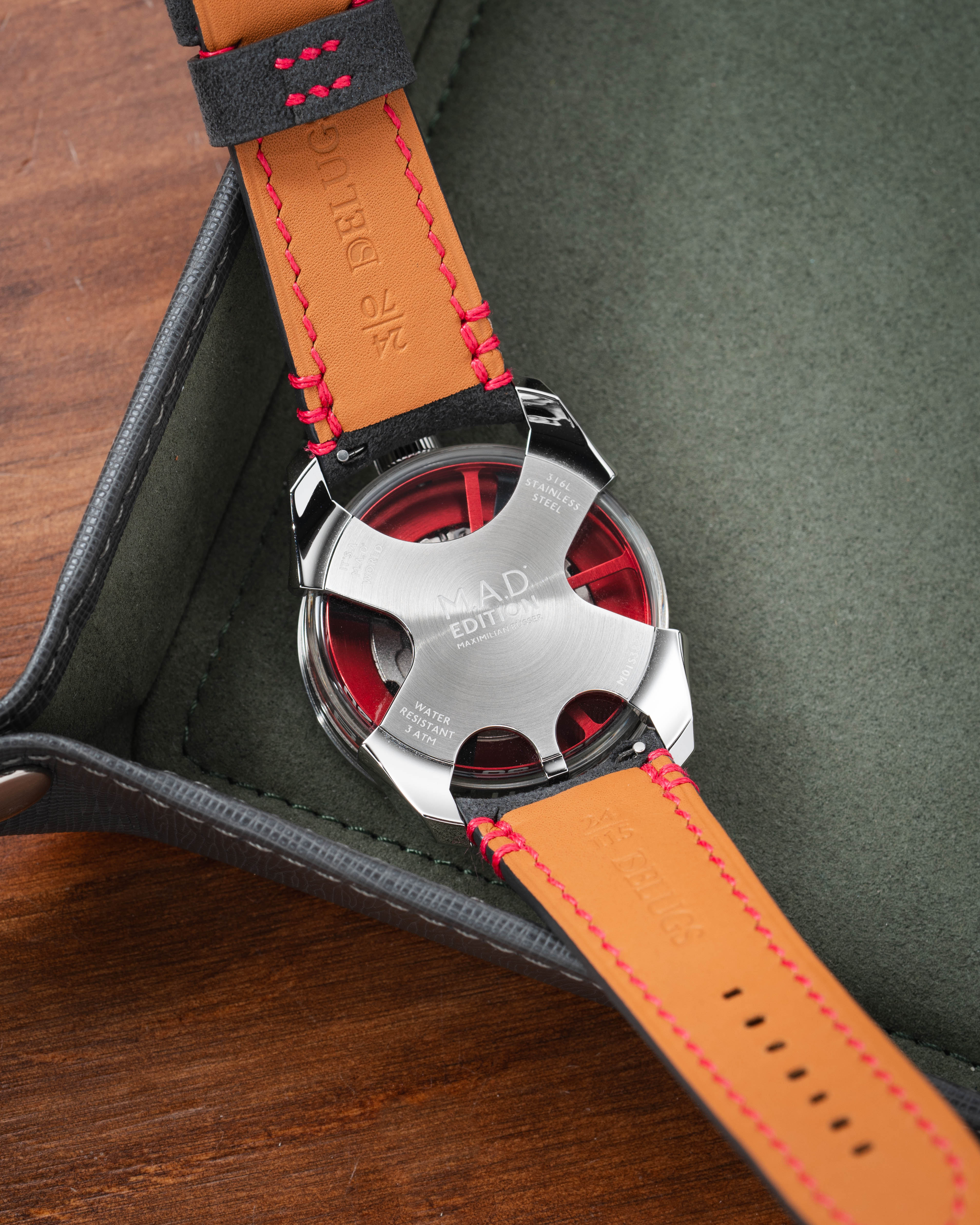 Dark Grey Alcantara (Red) Strap for MB&F MAD1