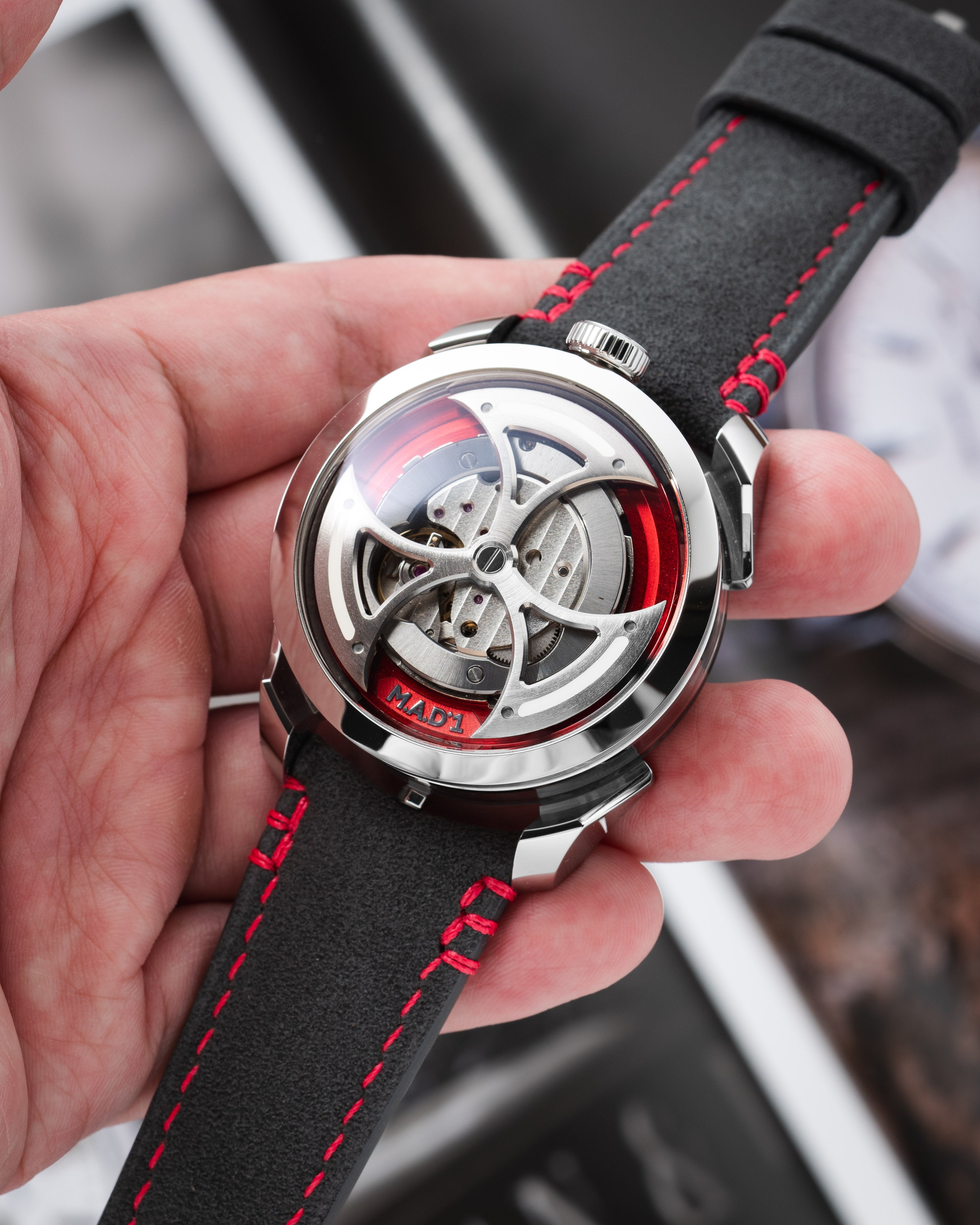 Dark Grey Alcantara (Red) Strap for MB&F MAD1