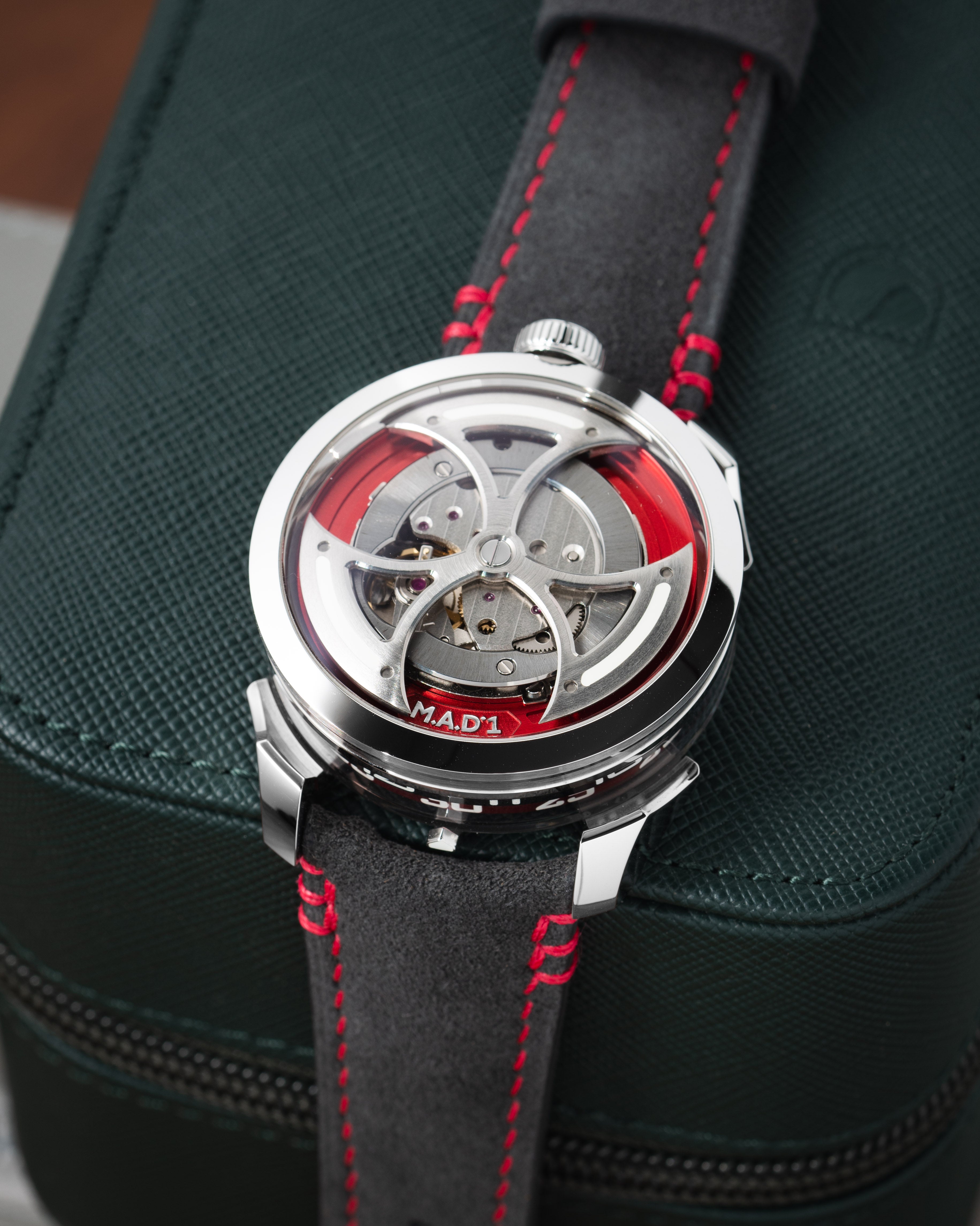 Dark Grey Alcantara (Red) Strap for MB&F MAD1