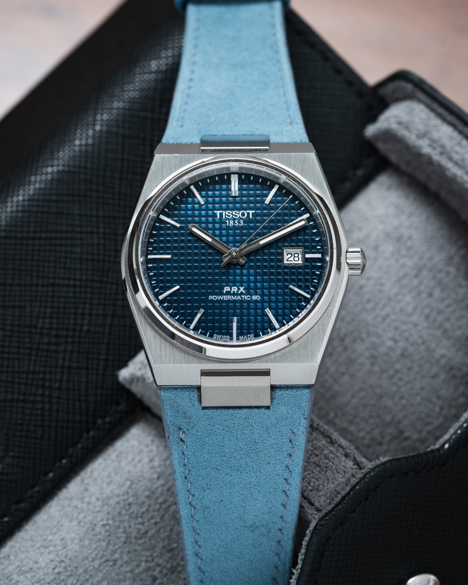 Baby Blue Alcantara Strap for Tissot PRX