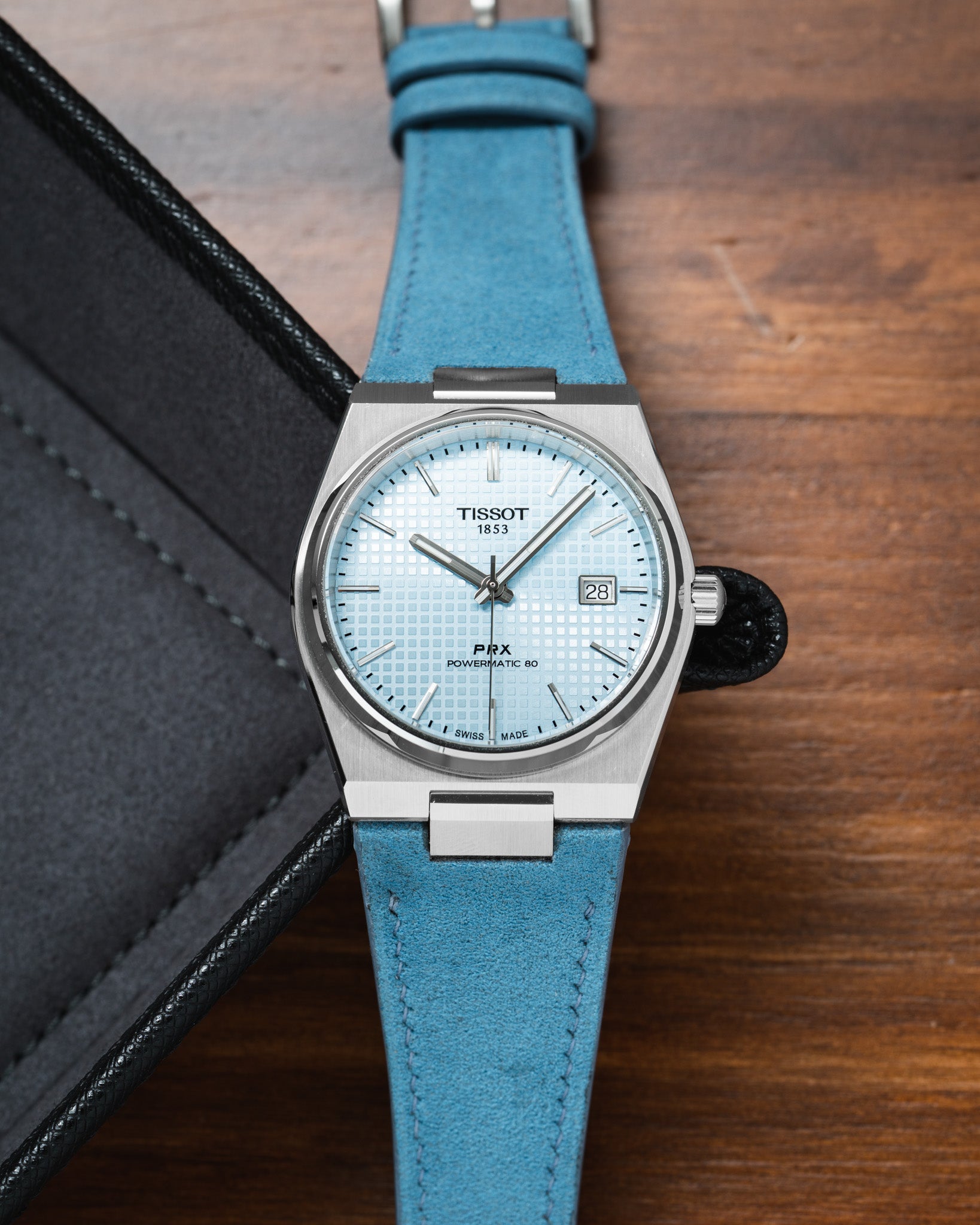 Baby Blue Alcantara Strap for Tissot PRX