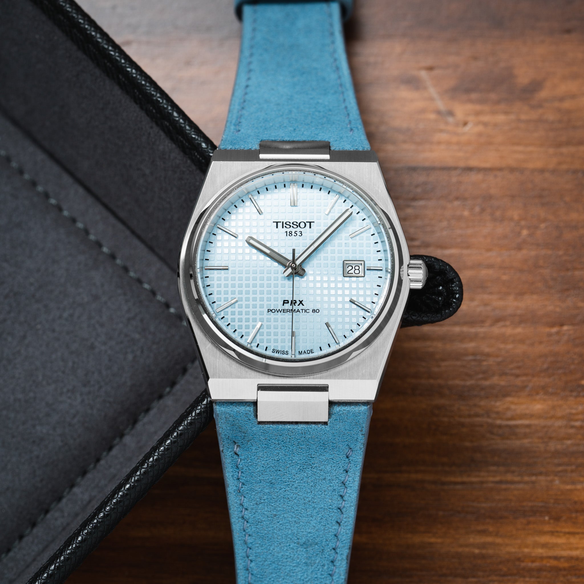 Baby Blue Alcantara Strap for Tissot PRX