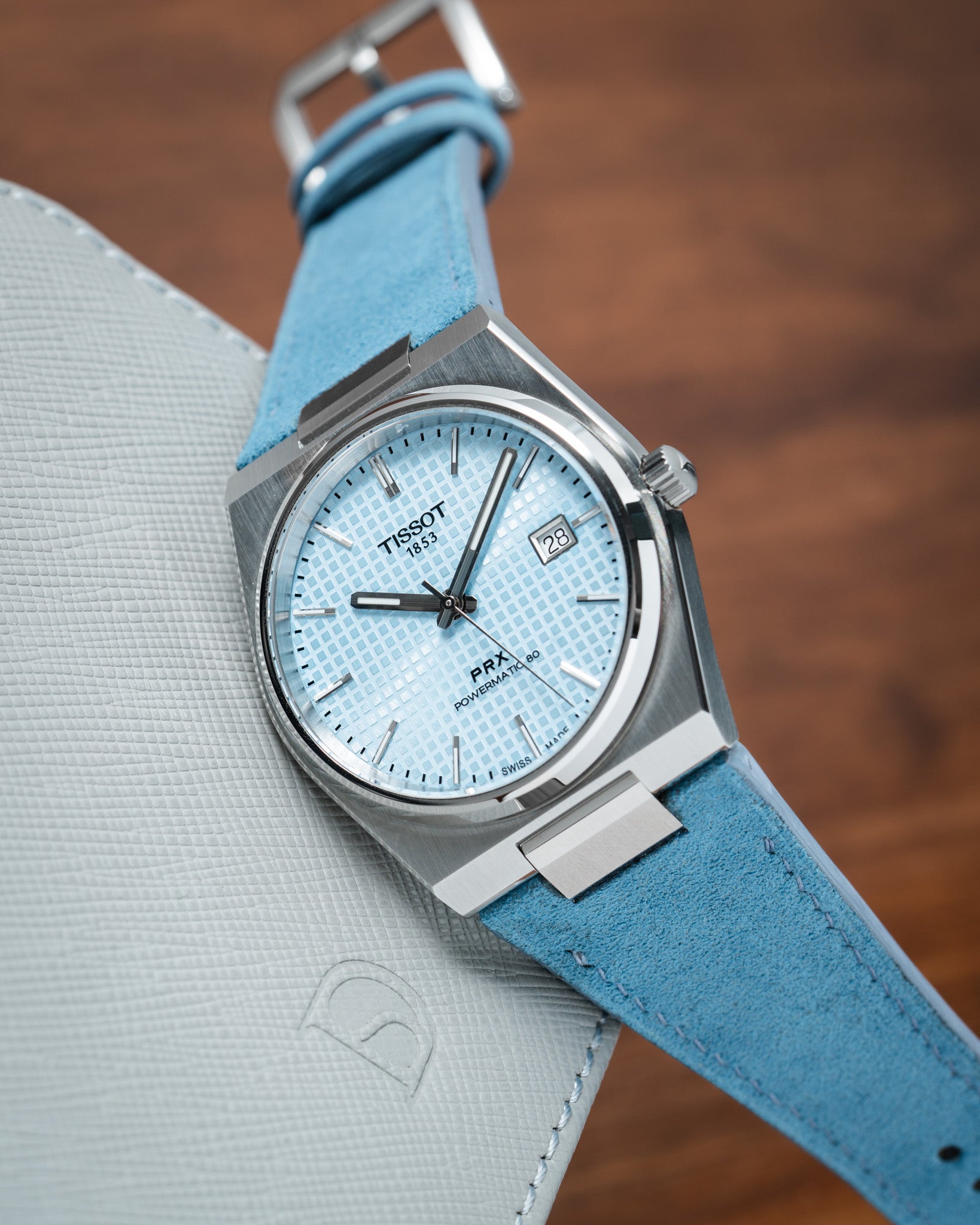 Baby Blue Alcantara Strap for Tissot PRX