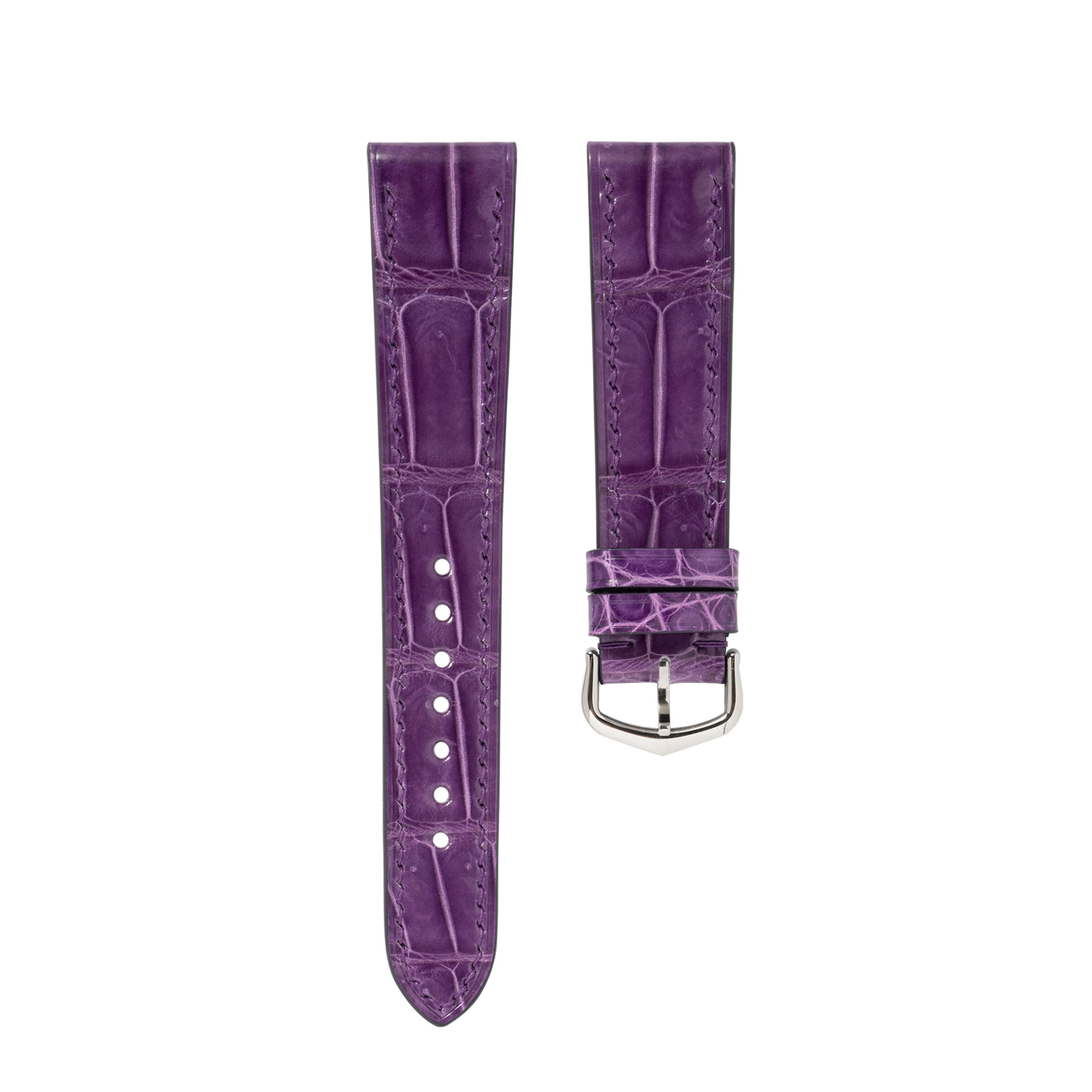 Glossy Purple Crocodile Strap for Cartier Tank