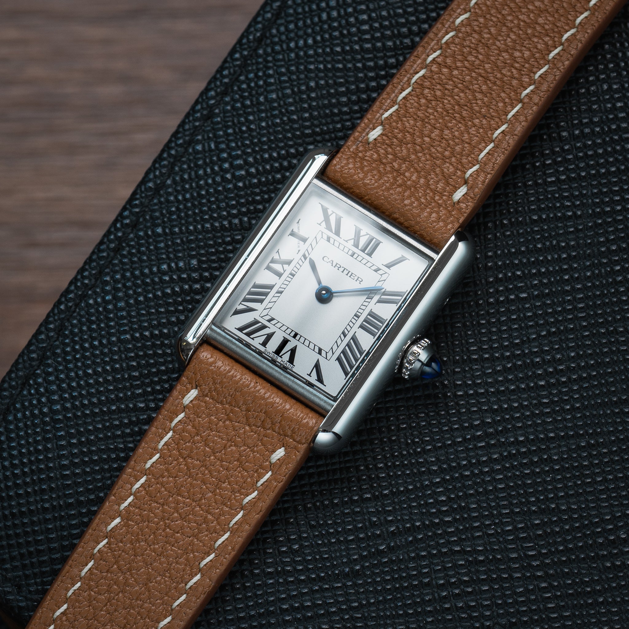 Gold Chevre Strap for Cartier Tank