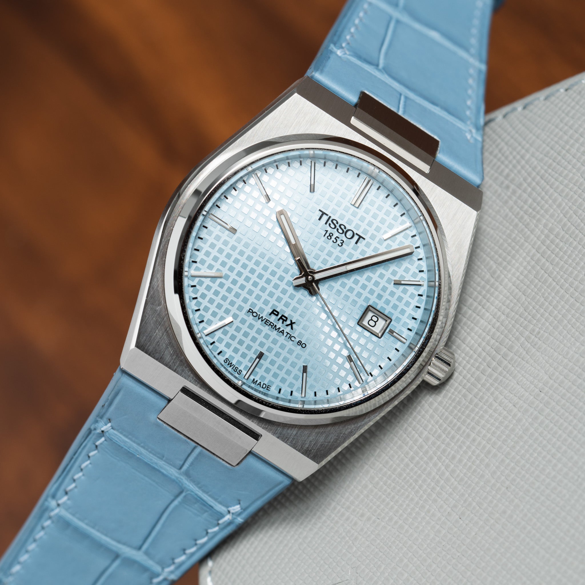 Matte Astral Blue Alligator Strap for Tissot PRX