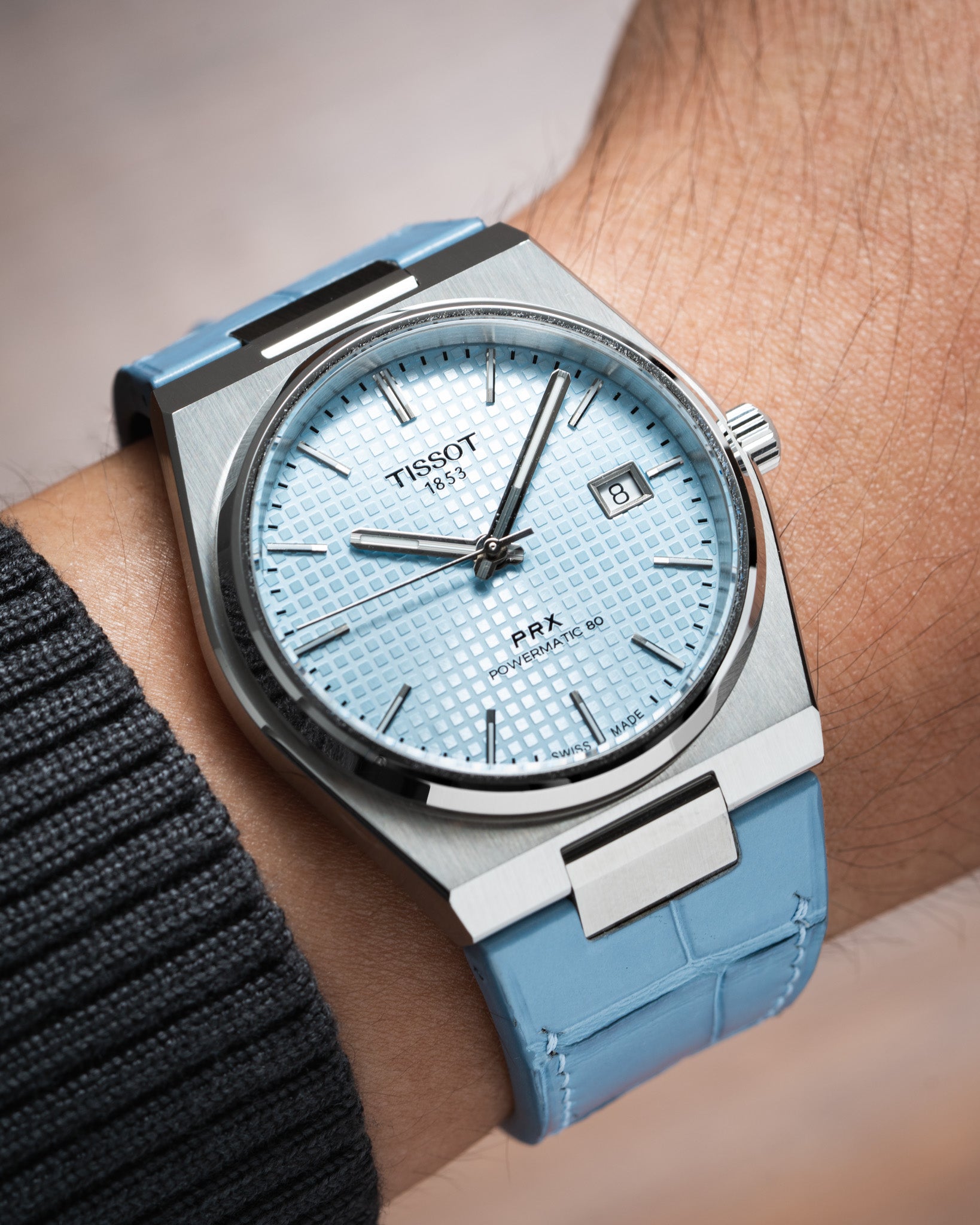 Matte Astral Blue Alligator Strap for Tissot PRX