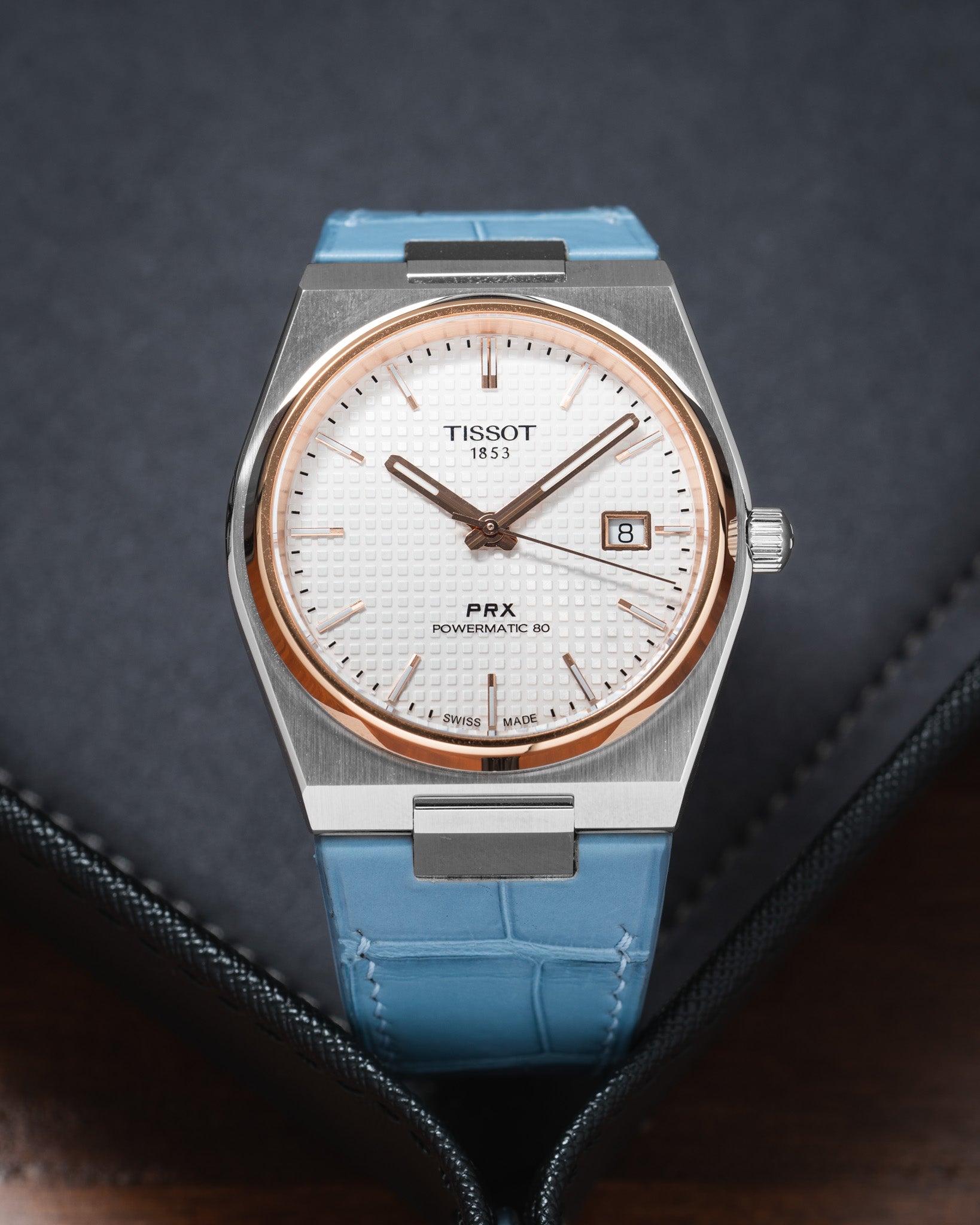 Matte Astral Blue Alligator Strap for Tissot PRX