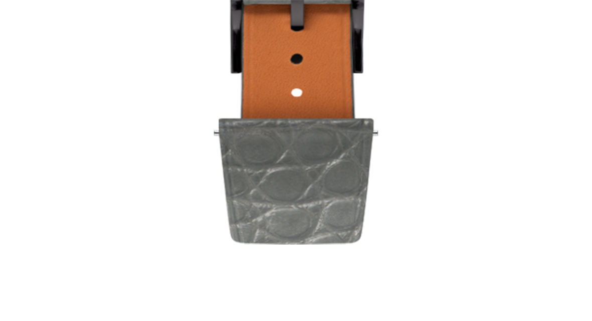 Matte Dolphin Grey Alligator Flank Stitchless Strap