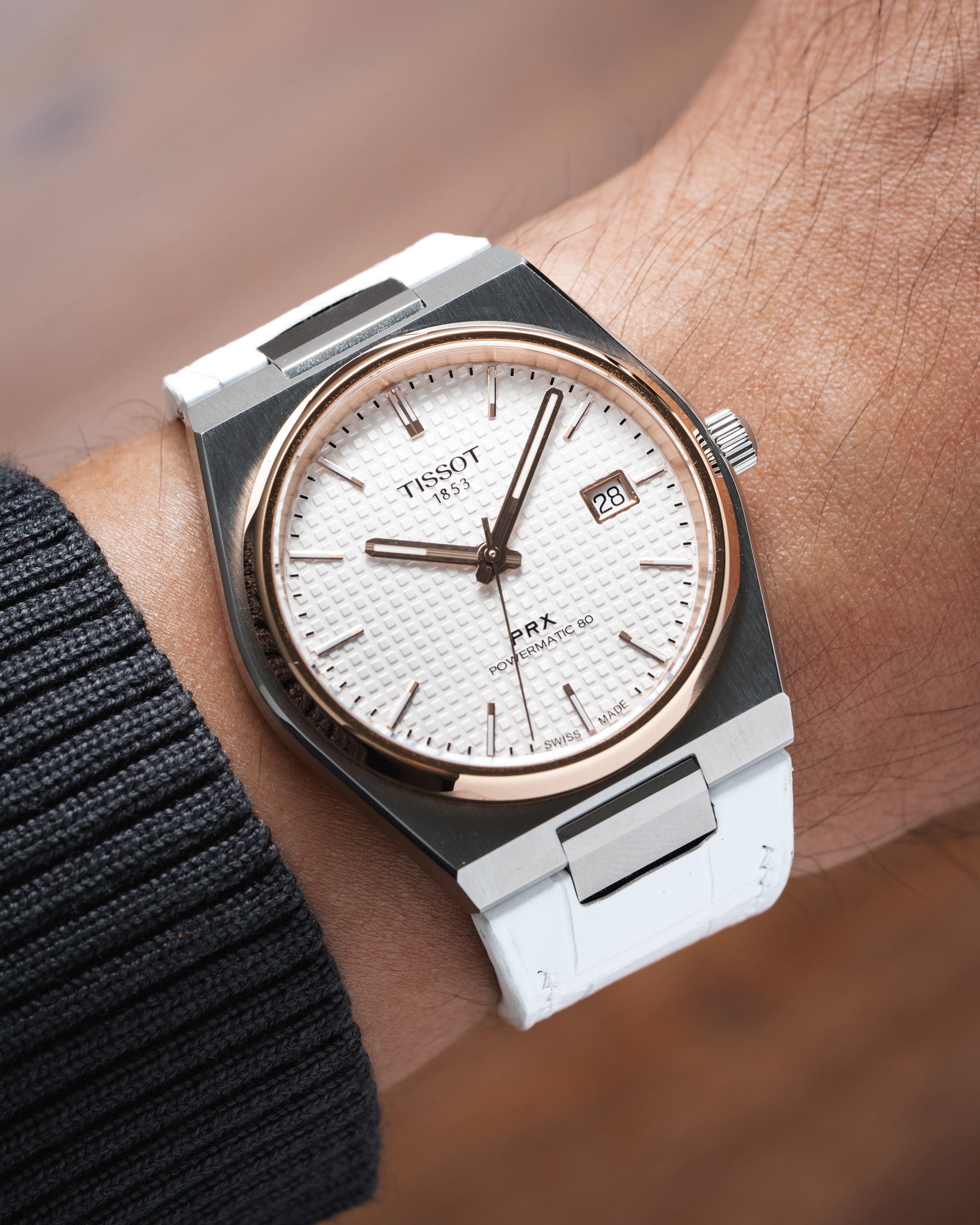 Matte White Alligator Strap for Tissot PRX
