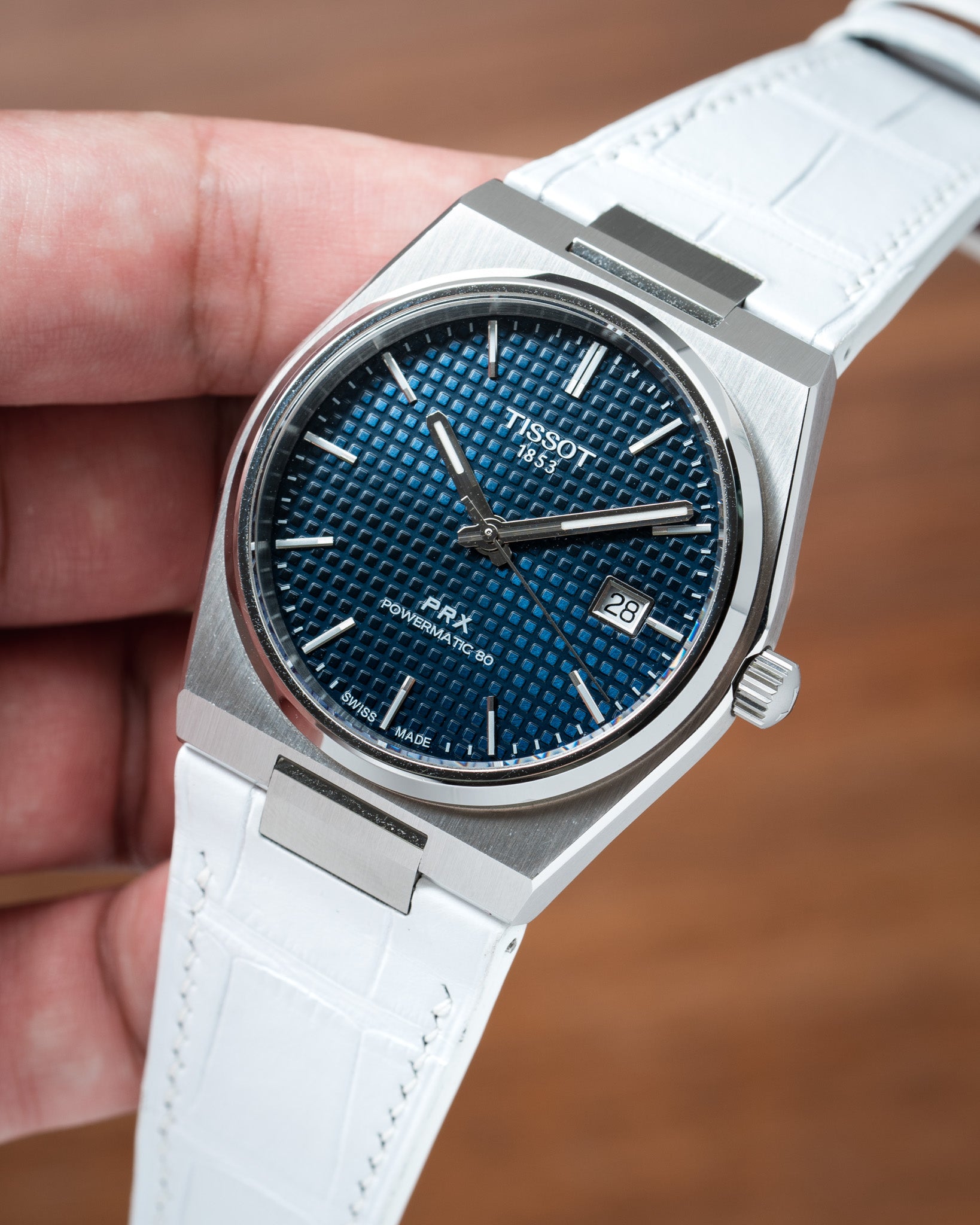 Matte White Alligator Strap for Tissot PRX